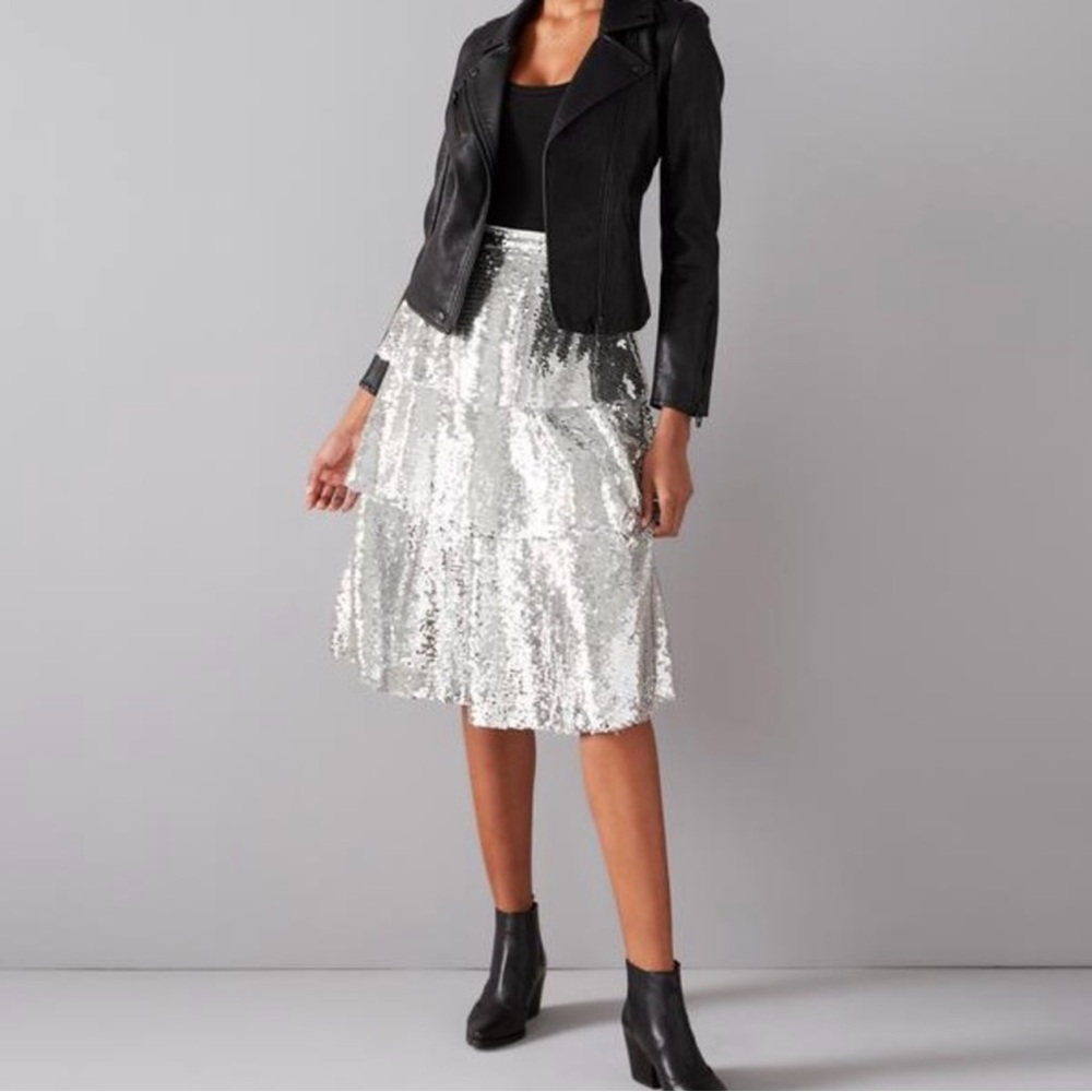 FRNCH sequin tiered skirt xs